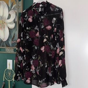 Floral Black and Purple Women's Top